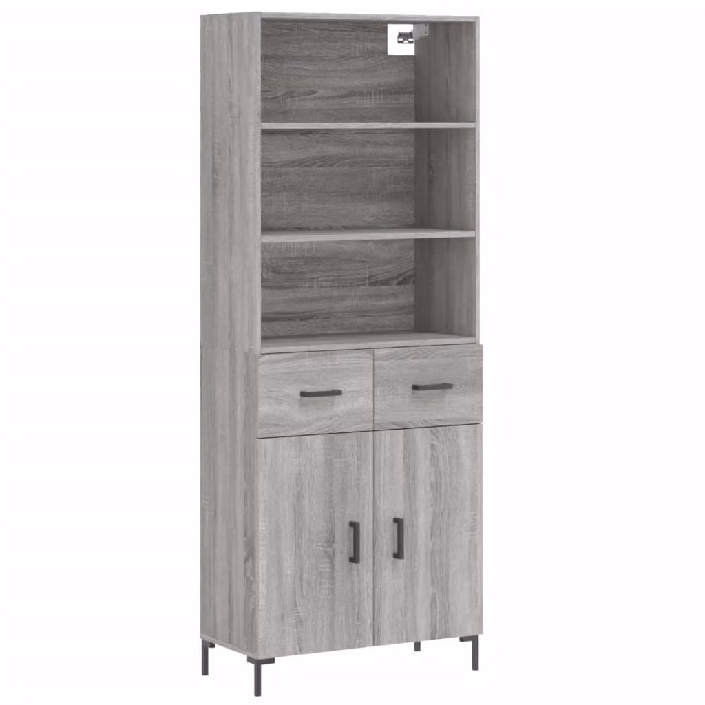 Credenza Grigio Sonoma 69,5x34x180 cm in Legno Multistrato
