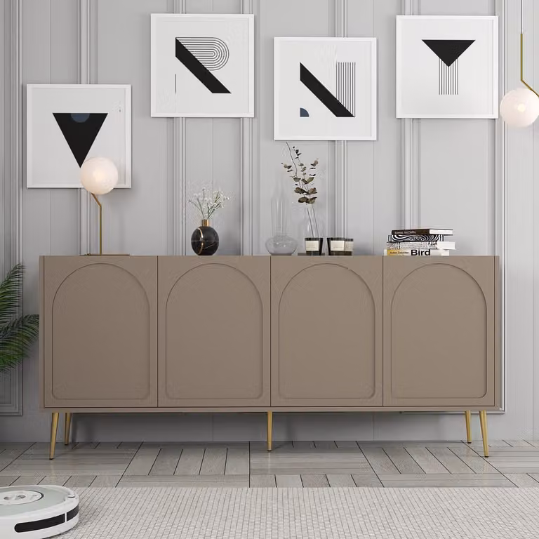 Skye Decor, Lyon 80 - Atlas, oro, consolle, Atlas, pannelli truciolari rivestiti al 100% in melamina, 180 x 35 x 80 cm