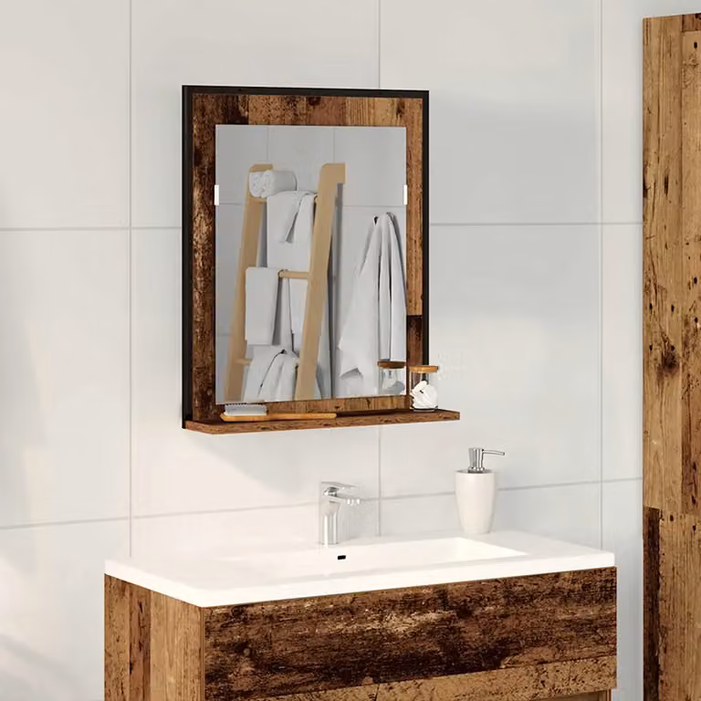 Specchio da parete moderno vidaXL in legno vecchio marrone L: 50 cm, P: 12 cm, H: 60 cm
