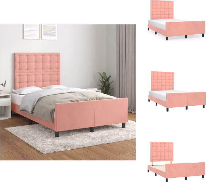 vidaXL Letto con testiera in velluto rosa 120x200 cm - Letti & Reti