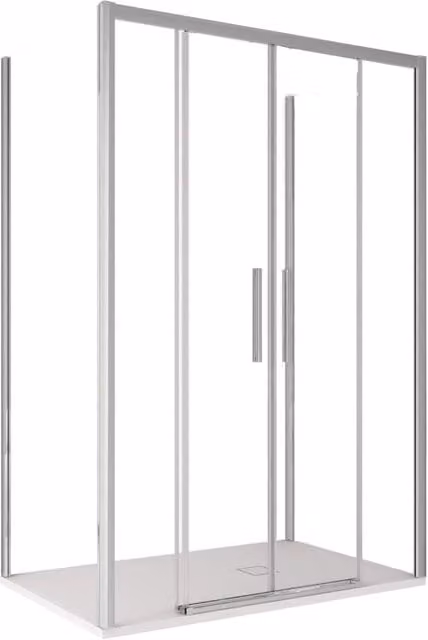 Box Doccia Bonussi Eliane a 3 Lati con 2 Ante Scorrevoli in Cristallo Trasparente da 6mm, L/P/H: 170 x 80 x 195 cm