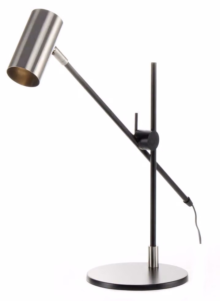 Lampada da tavolo Target in metallo argento e nero