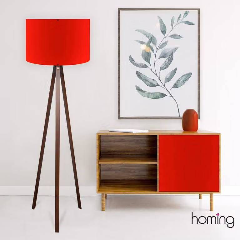 Opviq, AYD - 2214, Lampade da terra, rosso, MDF, 38 x 38 x 140 cm