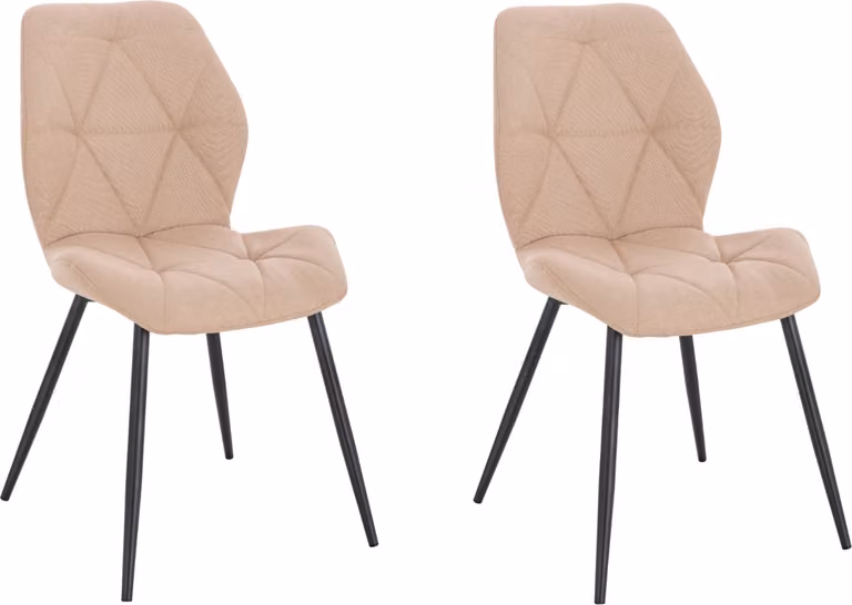 SVITA JAMIE Set da 2 sedie da pranzo imbottite senza braccioli, rivestimento in tessuto beige