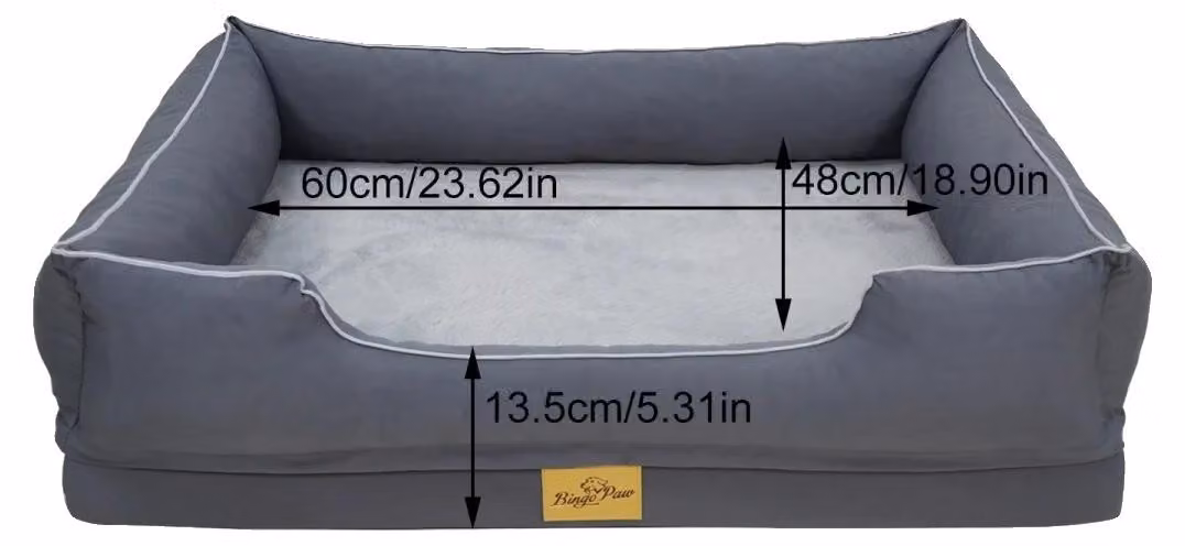 Cuccia per cani, supporto ortopedico, rivestimento impermeabile, colore grigio