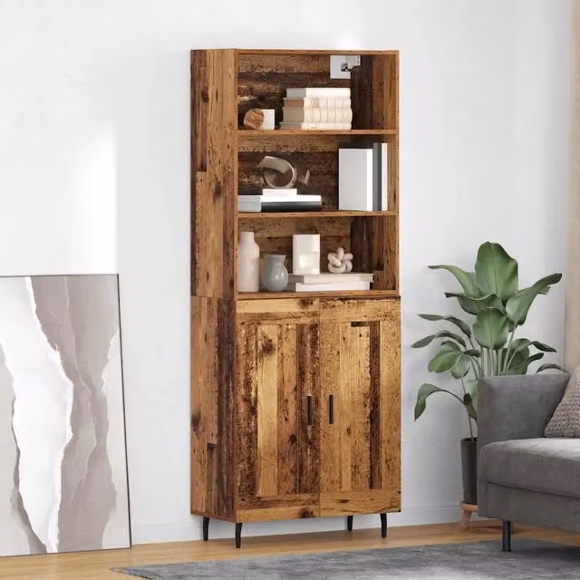 Credenza moderna vidaXL in legno e vetro marrone L: 69,5 cm, P: 32,5 cm, H: 180 cm – 1