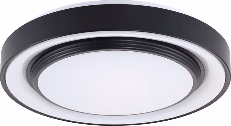 Plafoniera LED rotonda con telecomando ZYGMUNT bianco e nero 48W, tonalità di bianco 5300 lm, materiale plastico, dimensioni: 7x38,5x38,5 cm, IP44, Polux