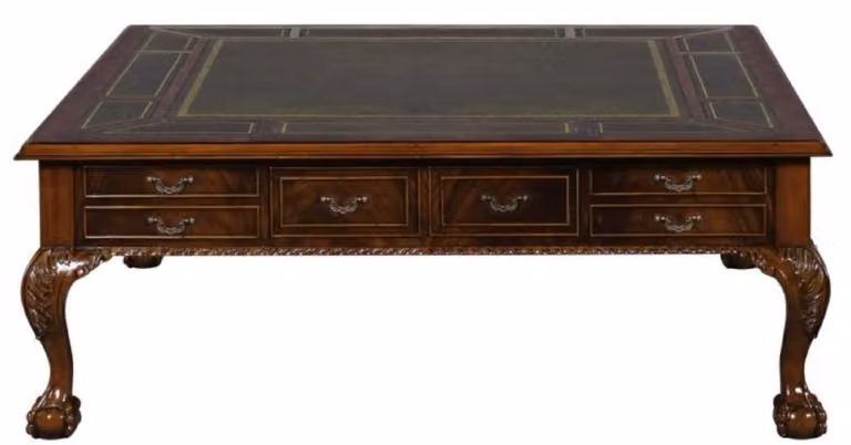 Casa Padrino tavolo da salotto barocco marrone scuro/verde 130 x 130 x h. 49 cm - tavolino con 24 cassetti