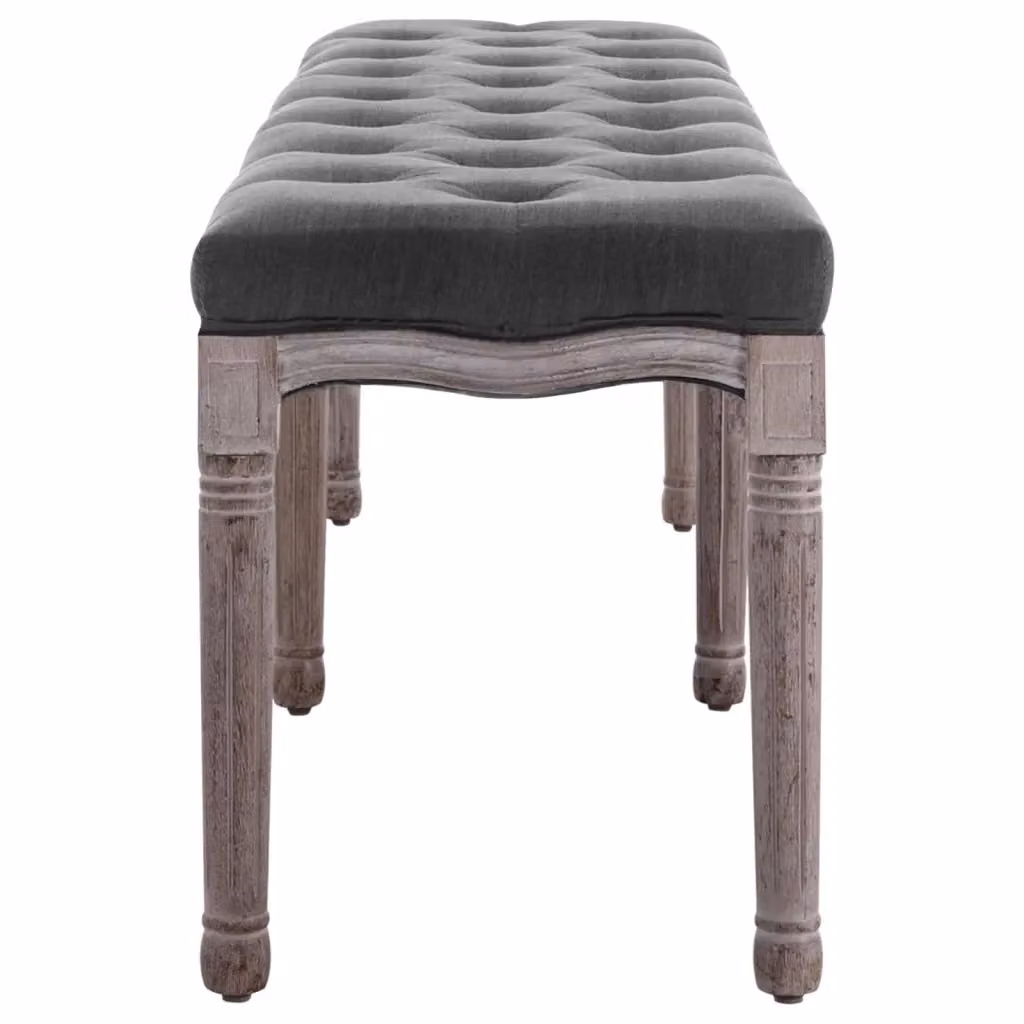 Panca vidaXL in legno e tessuto grigio per soggiorno o ingresso L: 150 cm, P: 40 cm, H: 48 cm – 2