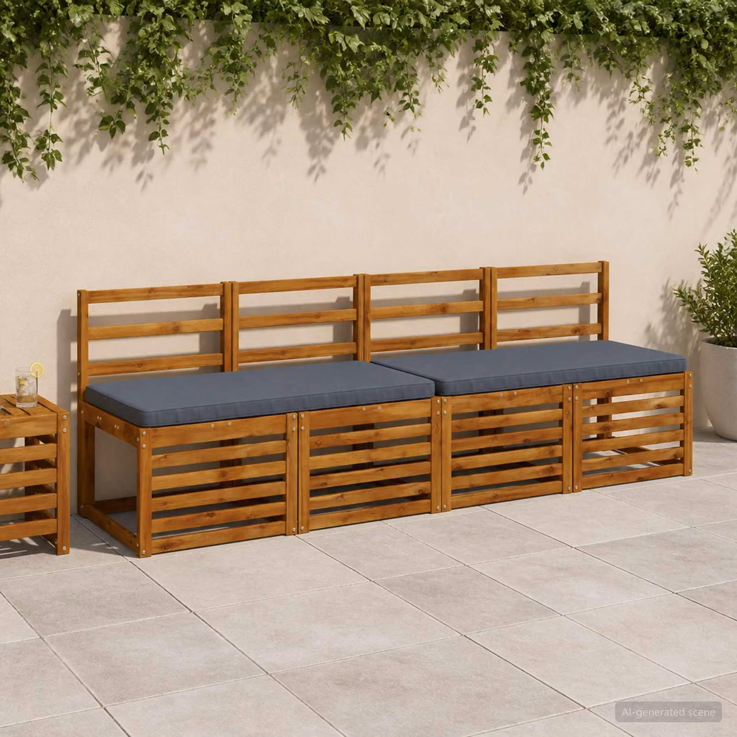 Cuscino per panchina vidaXL VUGHT in poliestere blu con rivestimento rimovibile e resistente ai raggi UV