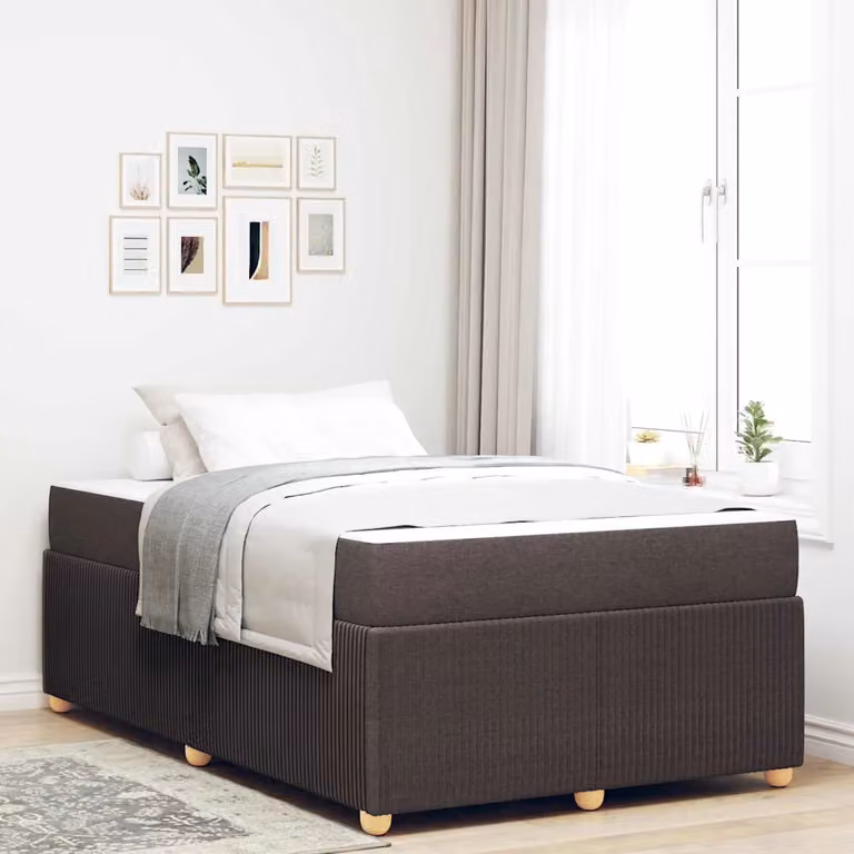 Struttura del letto imbottita vidaXL in tessuto marrone con legno ingegnerizzato L: 120 cm, P: 200 cm, H: 66 cm