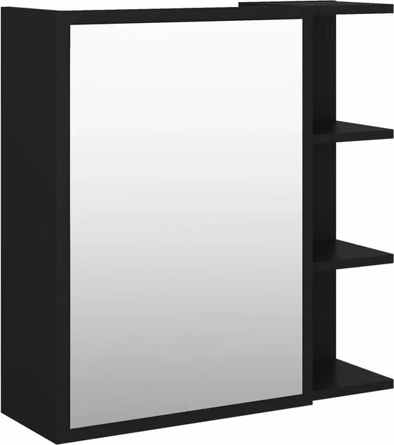 Mobiletto specchio da bagno 62,5 x 20,5 x 64 cm in truciolato nero 02_0006736