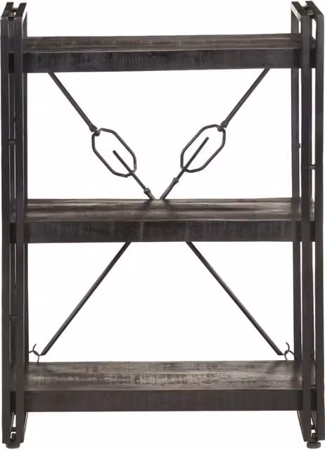 Libreria a 3 Ripiani in Legno di Mango e Metallo Nero Stile Industrial vidaXL L: 60 cm, P: 30 cm, H: 80 cm