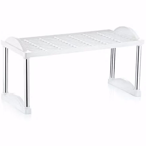 Mensola salvaspazio Gusto Casa in polipropilene bianco con supporti in alluminio H 15 x L 45 x P 20 cm