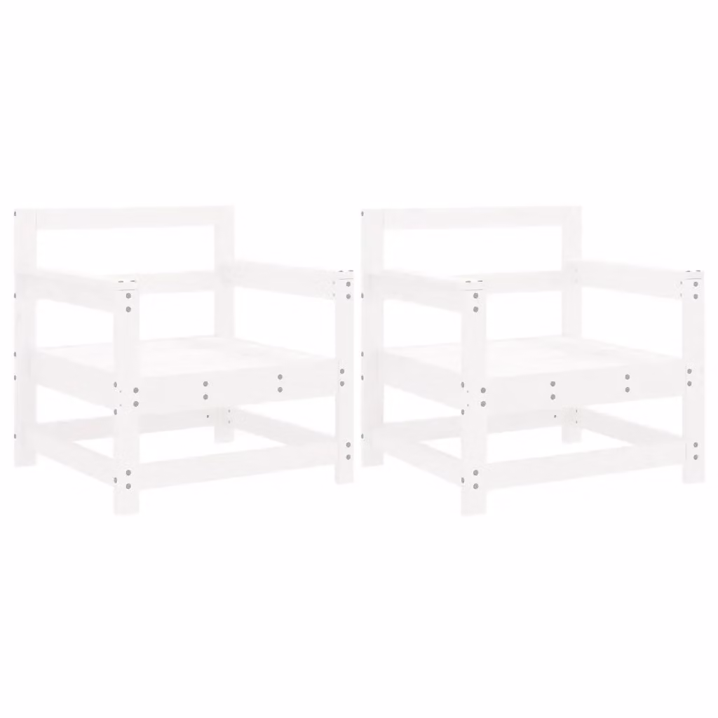 Set di 2 sedie da giardino in legno di pino bianco con braccioli e cuscini inclusi – 2