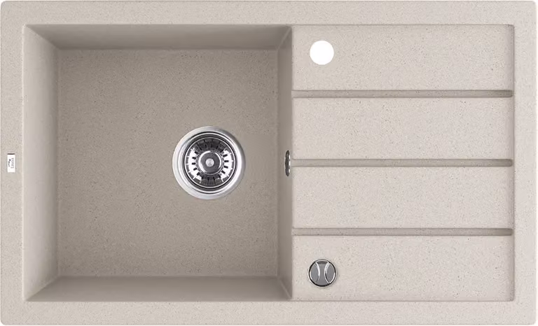 Lavello di design in granito a 1 vasca con scolapiatti Beige