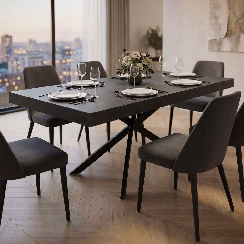 Milani Home - tavolo da pranzo allungabile 140-220 x 90 cm, antracite, metallo