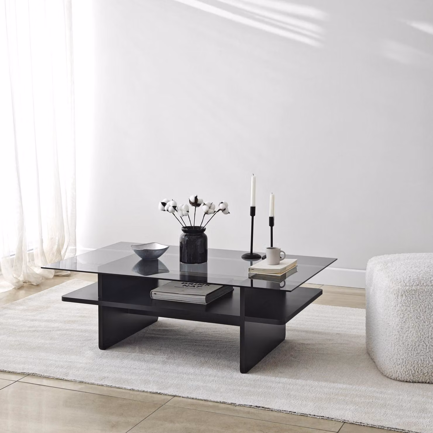 Skye Decor, Saga Rectangle - Nero, Fumo, Tavolini, Nero, Vetro, 105 x 35 x 65 cm
