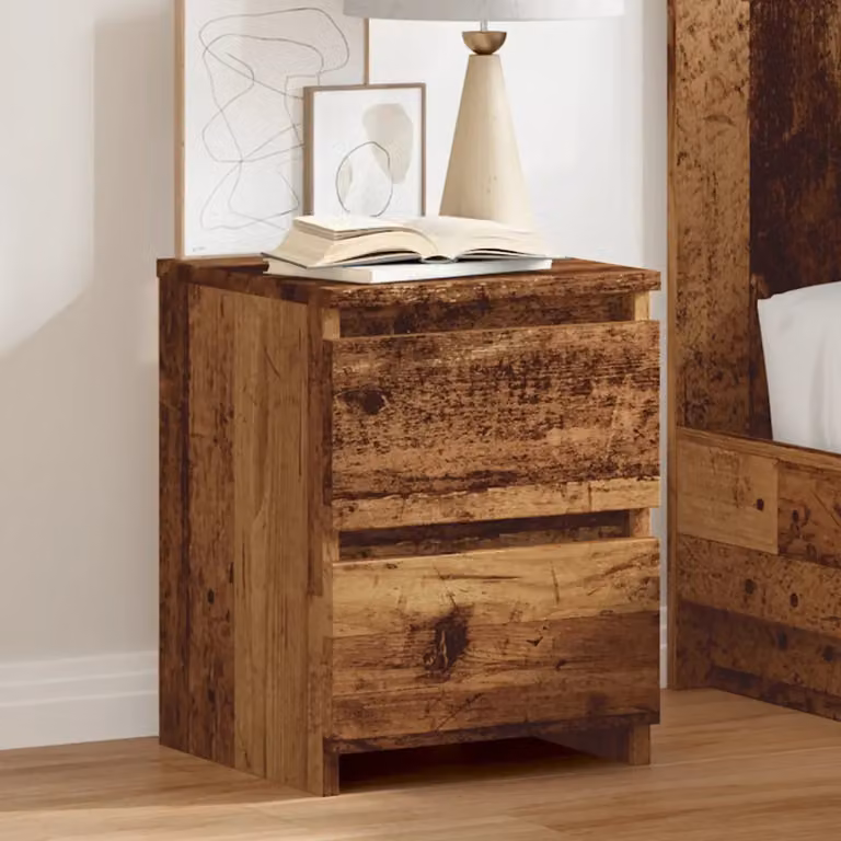 Set di 2 comodini vidaXL in legno multistrato e MDF stile industriale, colore marrone, L/P/H: 30 x 30 x 40 cm