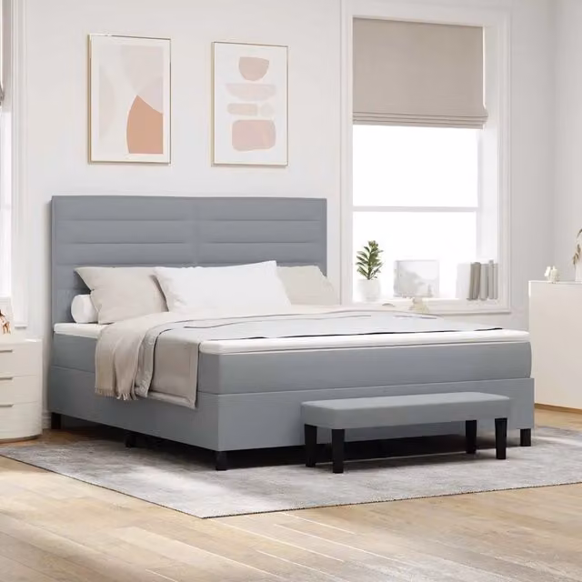 Letto a molle con testiera Grigio chiaro 180 x 200 cm Tessuto 3344009
