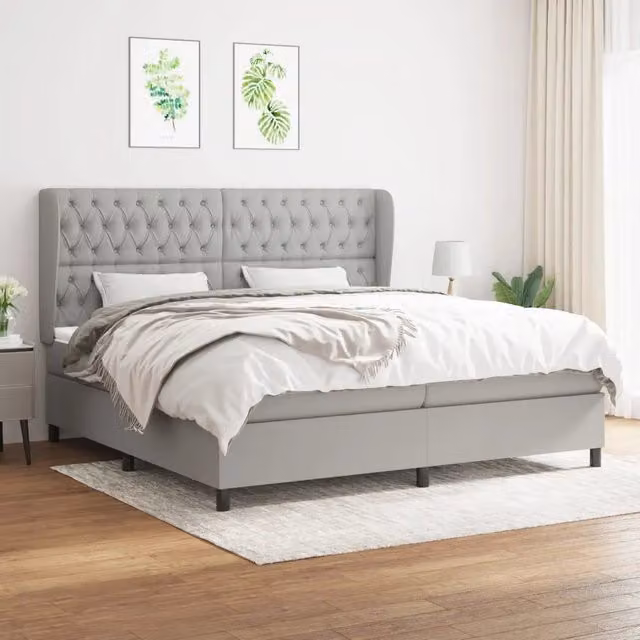Letto Ibrido vidaXL con Materasso e Struttura in Legno di Larice, Grigio e Bianco, L/P/H: 203 x 203 x 128 cm