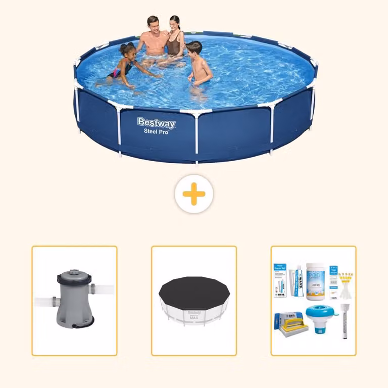 Bestway Steel Pro, piscina in acciaio, rotonda - 366x76 cm - composta da 4 parti, modello S22747