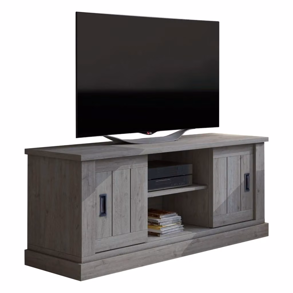 Mobile porta TV Mesola DMORA con un ripiano, Grigio Rovere, L: 45 cm, P: 46 cm, H: 60 cm – 2