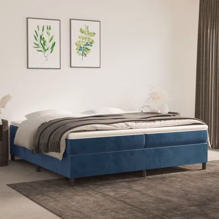 Maison Exclusive - Struttura Letto a Rete a Molle Blu Scuro 200x200 cm in Velluto