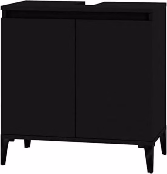 Mobiletti sottolavabo compatti - Mobiletti sottolavabo con piedini - 33 x 58 x 60 cm - Nero - Design compatto per offrire spazio aggiuntivo nei piccoli bagni