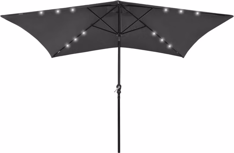 Ombrellone da Giardino con LED Palo in Acciaio Antracite 2x3 m