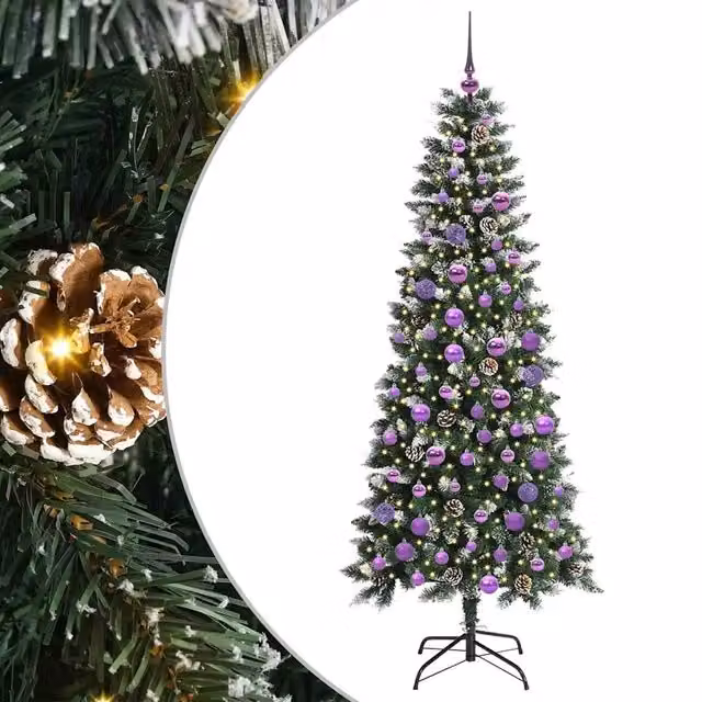 Albero di Natale Artificiale-Albero Natalizio con 300 LED Verde 180 cm 304022