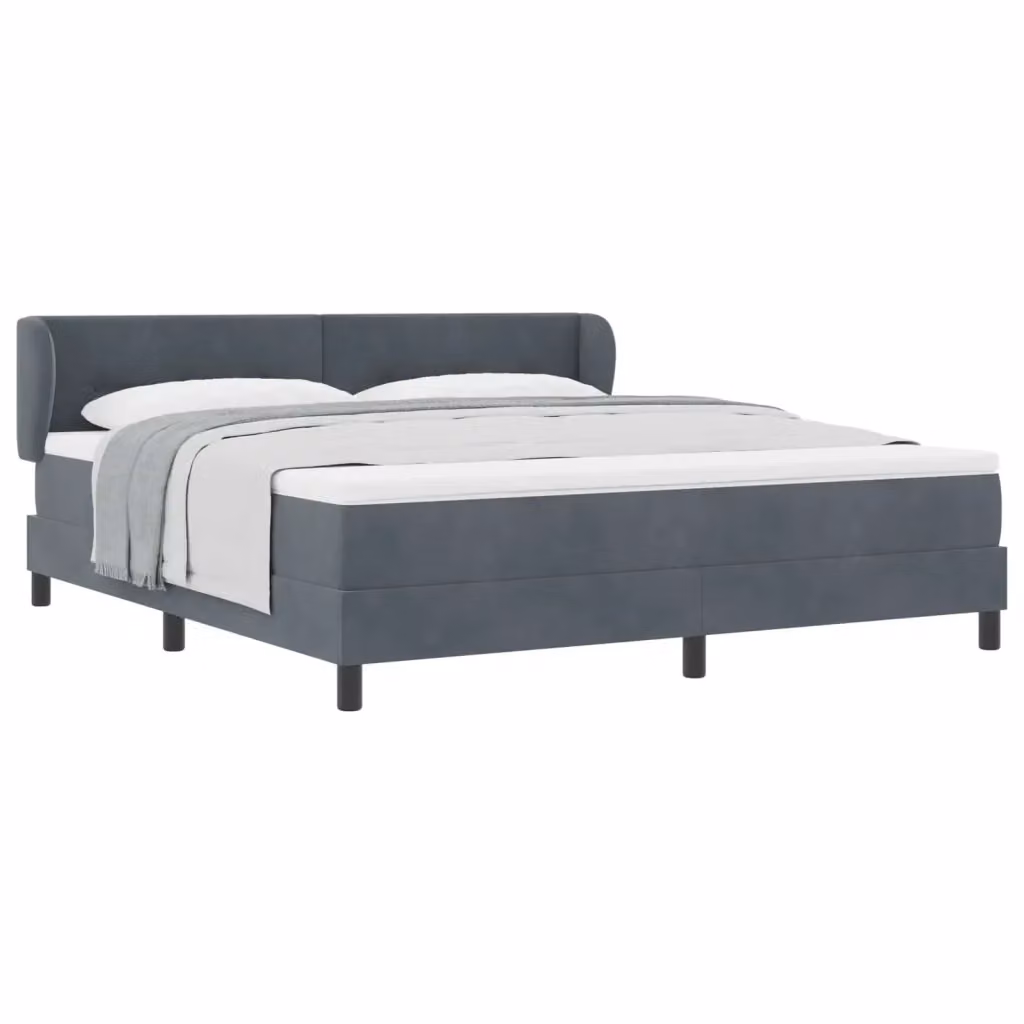 Letto a molle moderno vidaXL in velluto grigio con testiera L/P: 180 x 200 cm – 2
