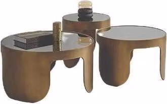 Luxuriöse Couchtisch Garnitur Designer 3x Kaffeetische Rundtisch Set