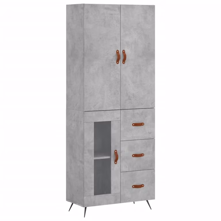 Credenza Grigio Cemento 69,5x34x180 cm in Legno Multistrato