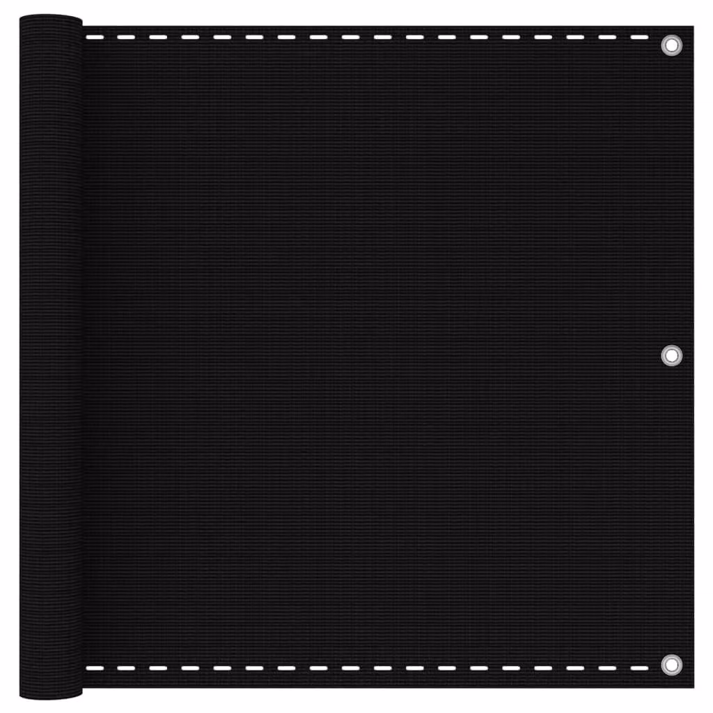 Schermo per balcone nero, Living Store, 90x500 cm, realizzato in HDPE