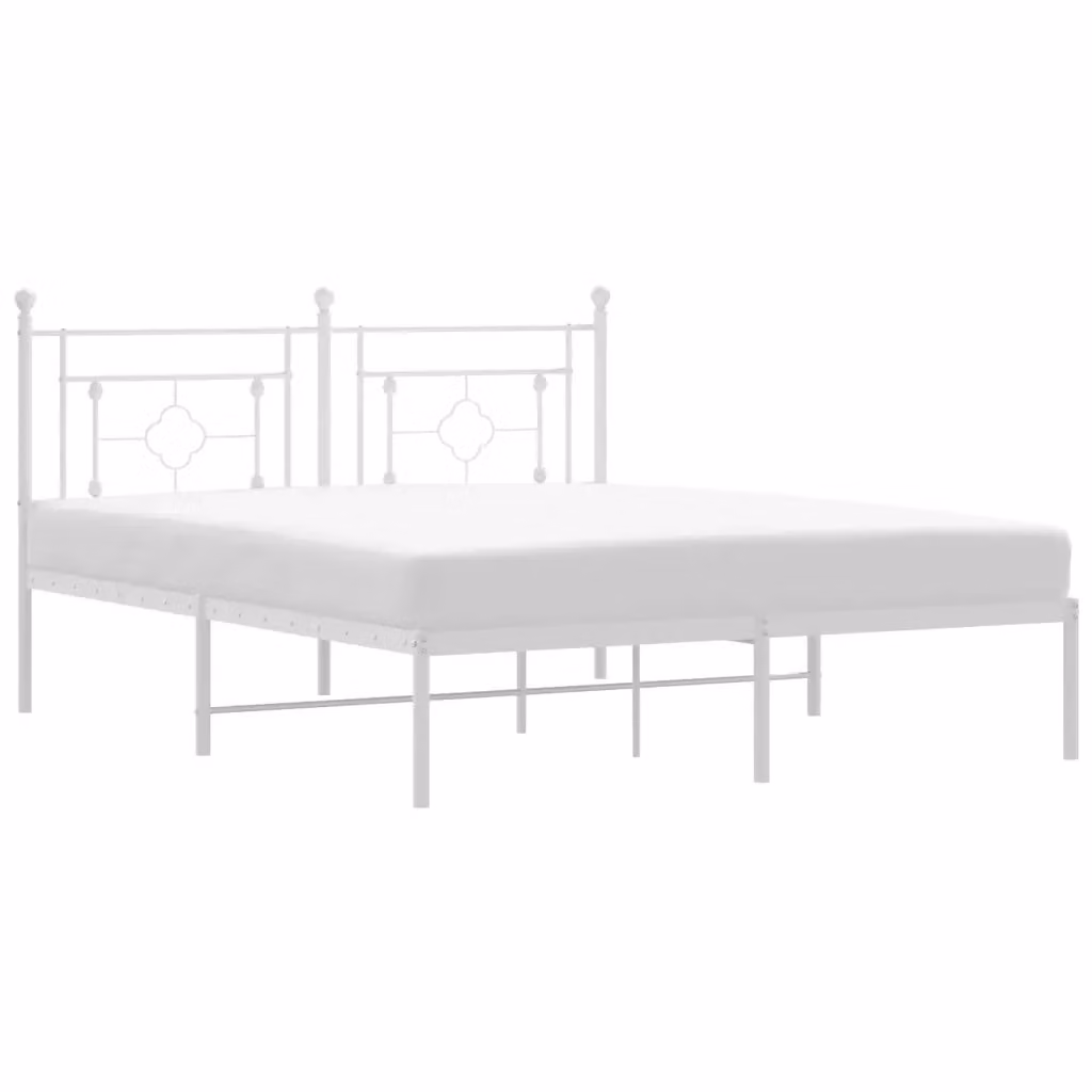 Letto con testiera in metallo bianco vidaXL L/P: 160 x 200 cm – 2