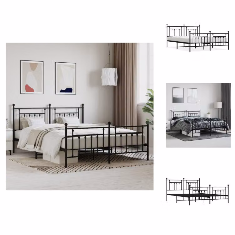 vidaXL Struttura letto con testata e pediera in metallo nero 180x200 cm - Letti e strutture letto