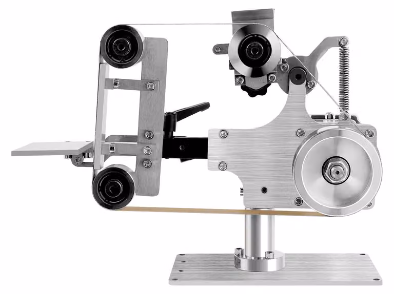 Smerigliatrice angolare compatta - Motore a corrente continua brushless da 550 W - 5000 giri/min - Velocità regolabile - Nastro abrasivo 762 x 25 mm - Spina europea da 100–240 V - Argento