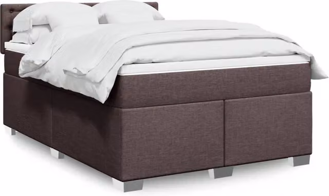Letto Ibrido con Giroletto a Molle e Materasso vidaXL in Legno di Pino e Tessuto, Marrone e Bianco, L/P/H: 160 x 200 cm