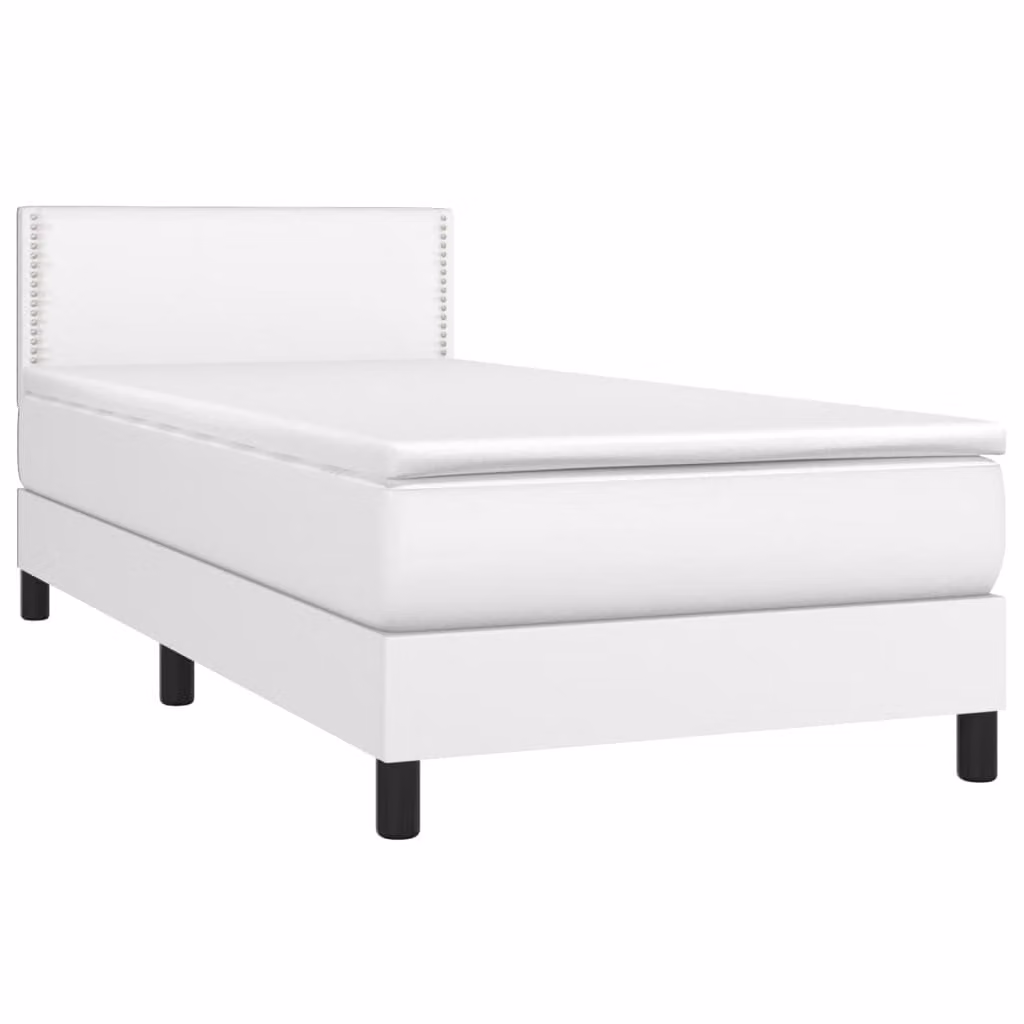 Giroletto a Molle con Materasso Bianco 100x200 cm in Pelle finta