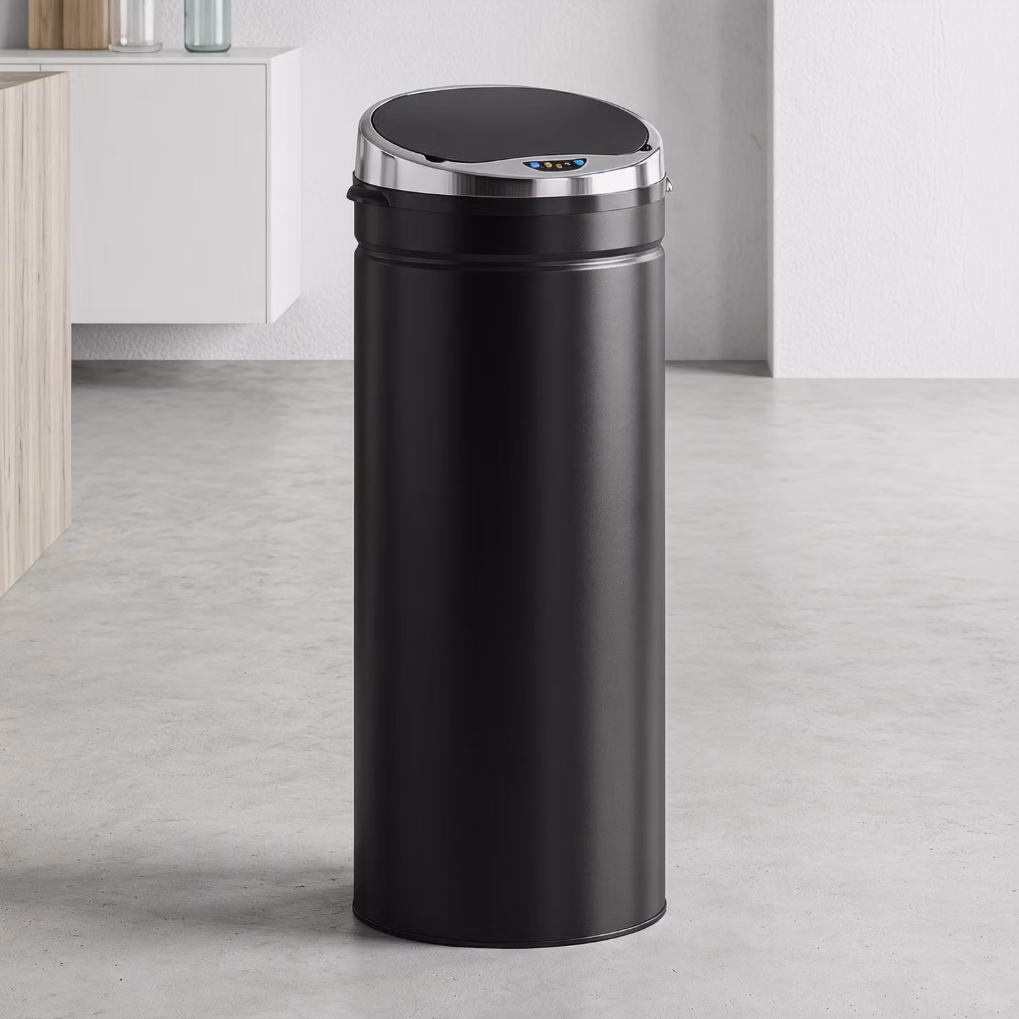 Pattumiera automatica con sensore HOMCOM da 50 L in acciaio inox, colore nero, L/P/H: 30,5 x 30,5 x 81,5 cm – 2