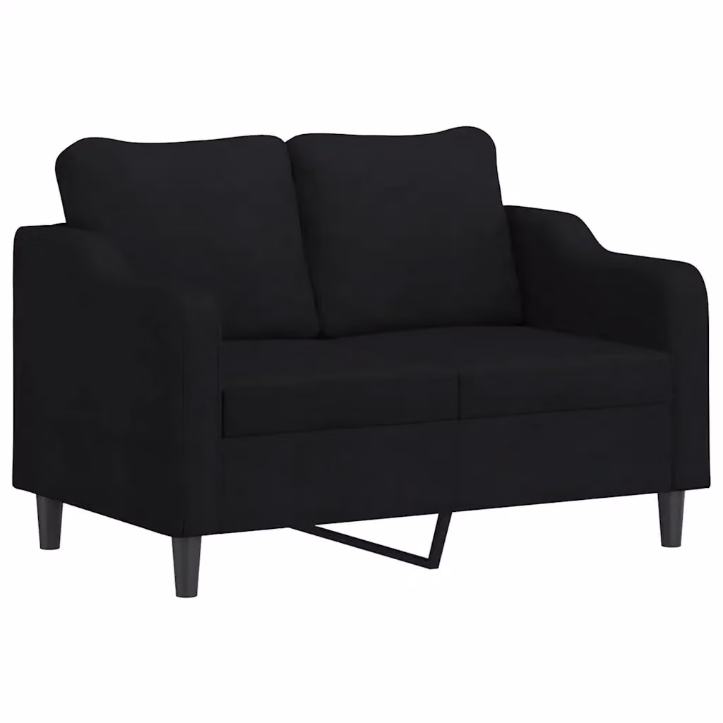 Divano a 2 posti moderno vidaXL in tessuto nero con struttura in metallo per il tuo soggiorno L: 138 cm, P: 77 cm, H: 80 cm – 2