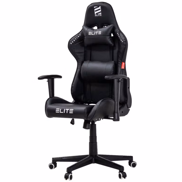 Sedia da gaming Elite | Sedia da ufficio ergonomica - Sedia da scrivania - Sedia da gaming racing per PC - Sedia da gaming - Poltrona da gaming - Poggiatesta - Sedia (nera)