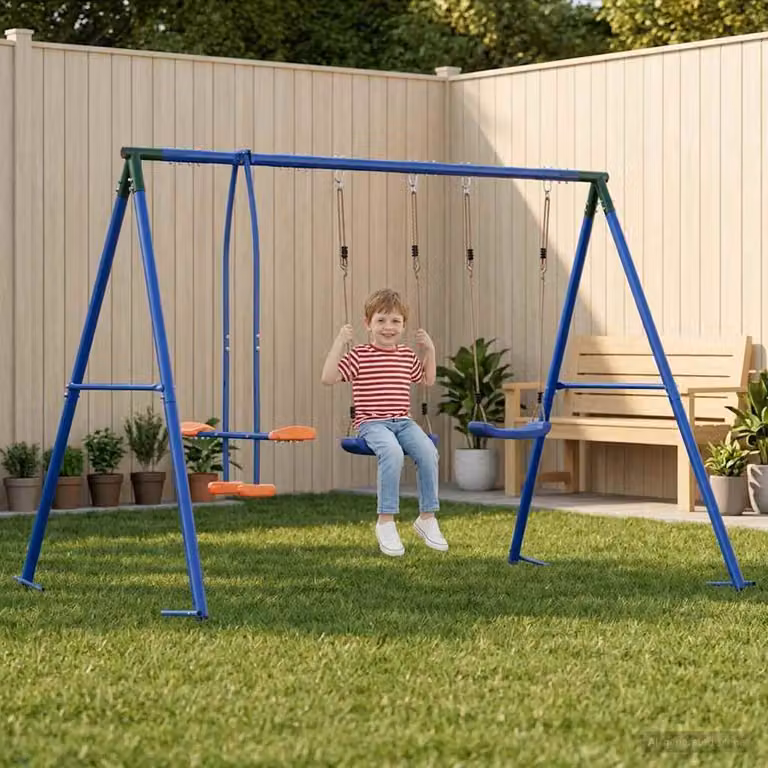 Set di altalene da giardino vidaXL multicolore in metallo e plastica con altezza regolabile