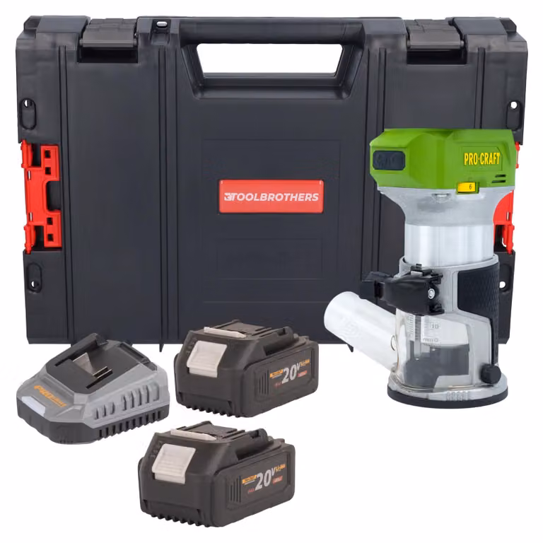 Fresatrice multifunzione a batteria Procraft POB24bb 20 V 6 / 8 mm Brushless + 2x batteria 4,0 Ah + caricabatteria + valigetta portautensili RHINO