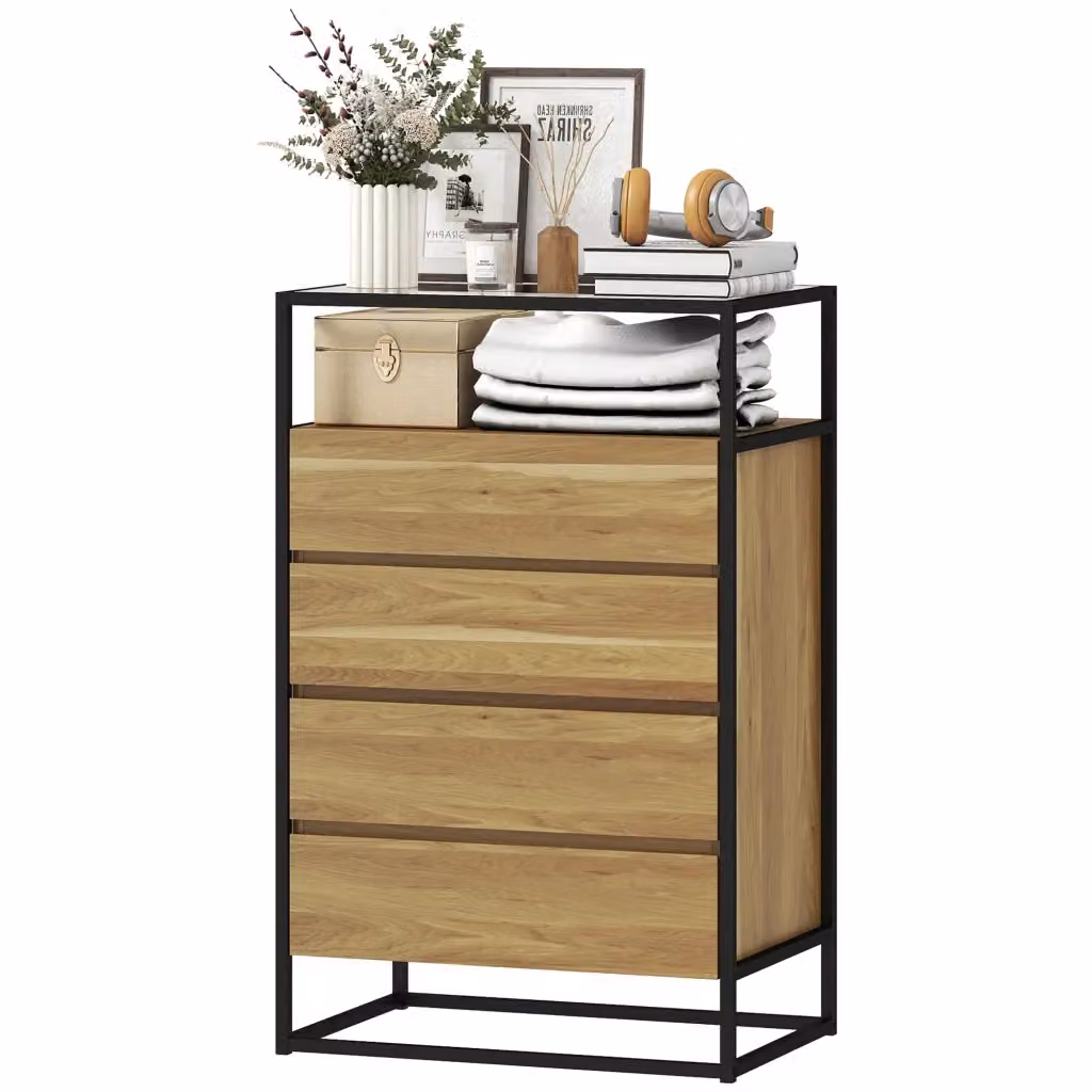 Cassettiera Minimal con 4 Cassetti Grigio Acciaio L: 60 cm, P: 40 cm, H: 94.5 cm – 2