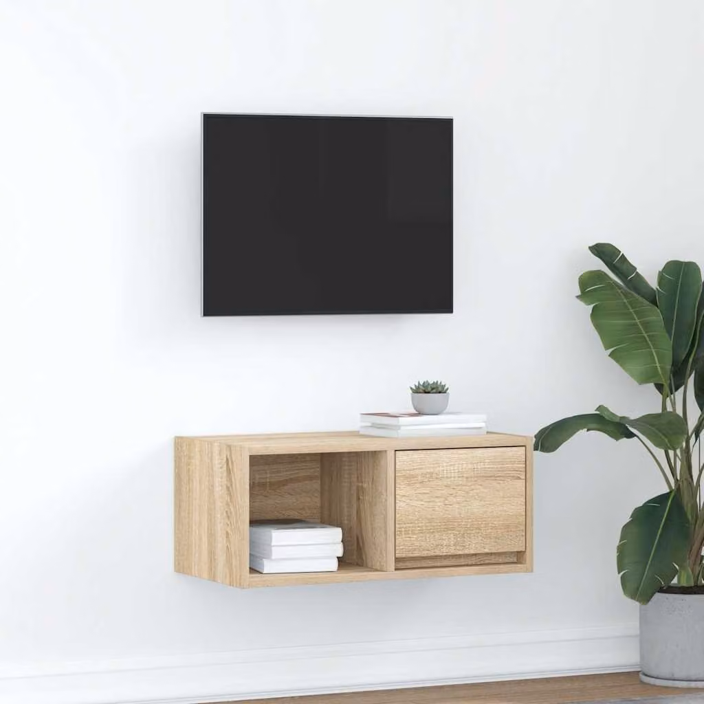 vidaXL Mobile Porta TV Rovere Sonoma Marrone in Legno Multistrato L: 60 cm, P: 31 cm, H: 25,5 cm