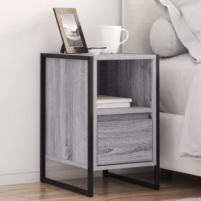 Set di 2 comodini vidaXL in stile industrial, colore grigio opaco, L 39,5 cm x P 30 cm x H 50 cm