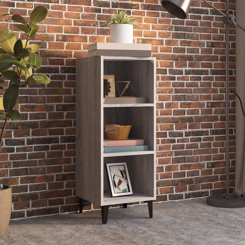 Credenza in stile industriale vidaXL in legno e metallo, Grigio, L 34,5 cm x P 32,5 cm x H 90 cm