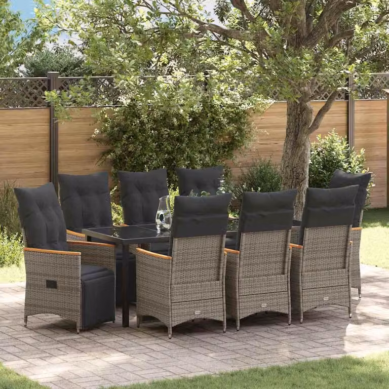 Maison Exclusive - Set da giardino per esterni, 9 pezzi, grigio, in rattan sintetico